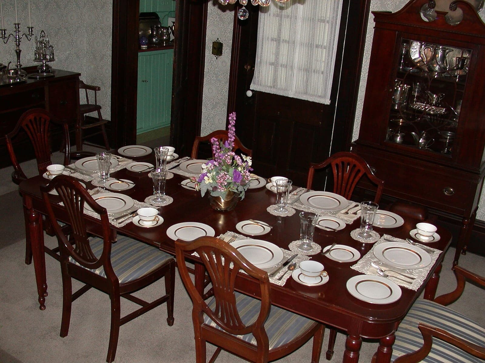 Dining room laid for an intimate family dinner