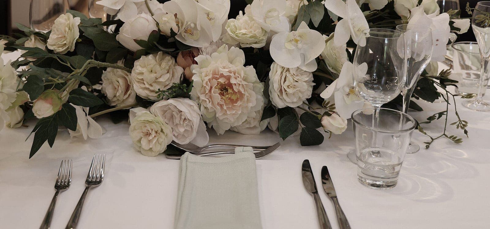Floral centrepiece on an event table